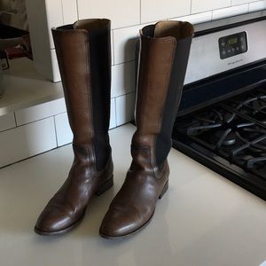 Frye Tall Leather Boots Black Stripe